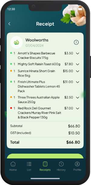 Receipt App Screen