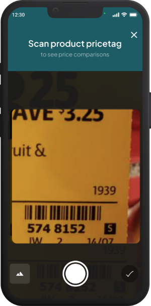 Scan Product Price Tag App Screen